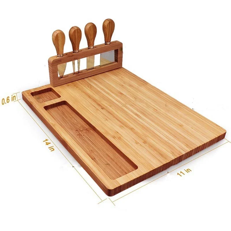 

Restaurant household multifunctional square natural bamboo bread fruit cutting board cheese board set