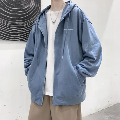 

2020 Explosive Cardigan Hooded Sweater Male Long Sleeve Handsome Young People Loose Top All-Match Clothes Men Sweater