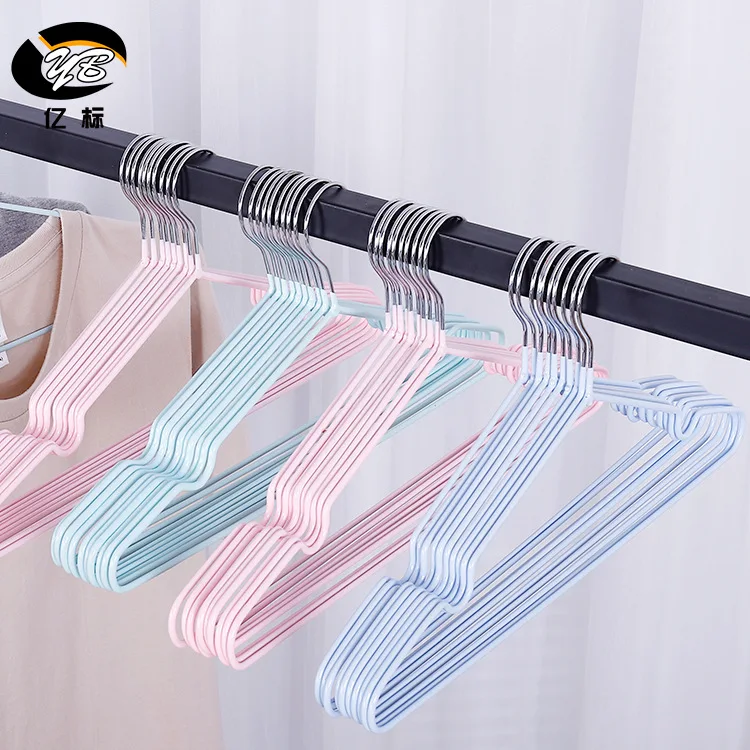 

Adults Metal Hangers For Clothes High Quality Anti-slip Plastic PVC Coated Hanger, Blue/pink/green