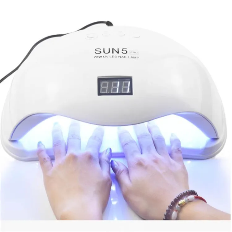 

72W SUN5 Pro Nail Dryer UV LED Nail Lamp for All Gels Polish Sun Light Infrared Sensing 10/30/60s Timer Smart Manicure, White