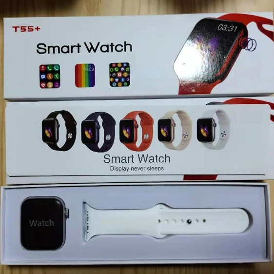 

IP67 Waterproof smartwatch t55 T55+ T55 PLUS T55 PRO bt Call Heart Rate Blood Pressure smart watch t55for apple PK T500, Black white pink