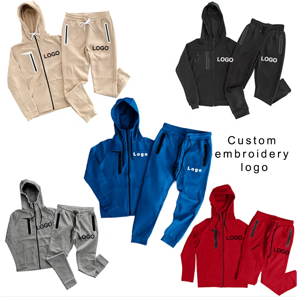 

Wholesale Custom Embroidery Logo Mens Two Piece Track Set Color Block Tracksuit Men Jacket Suit Slim Fit Polyester Jogging Suit/