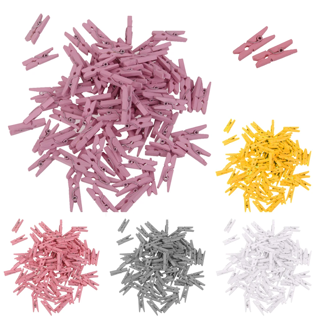 
Mini Multicolor Wooden Clothes Photo Paper Peg Craft Decor Clip Home Garden Party Decoration Practical Clothespin 