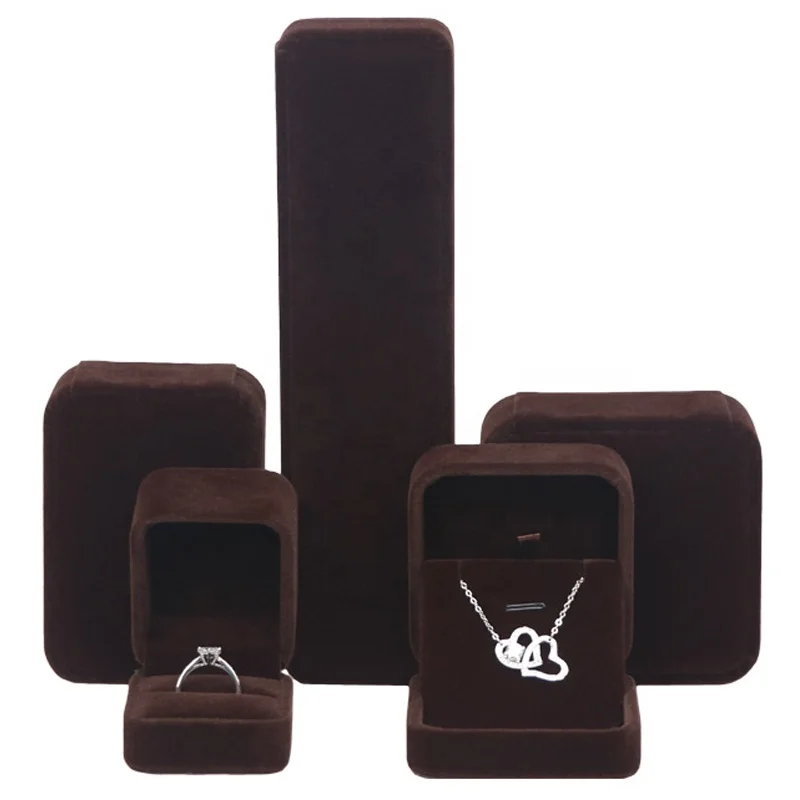 

Brown velvet jewelry boxes with soft plush velvet for ring pendant bangle bracelet necklace, Brown,pantone as well as cmyk
