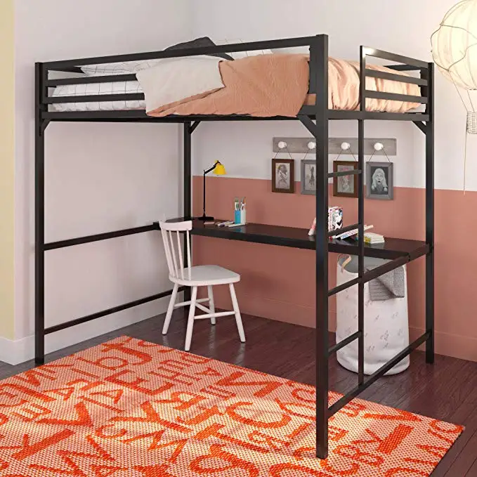 New Design Single Twin School Student Metal Loft Bed Frame Hotel Home ...