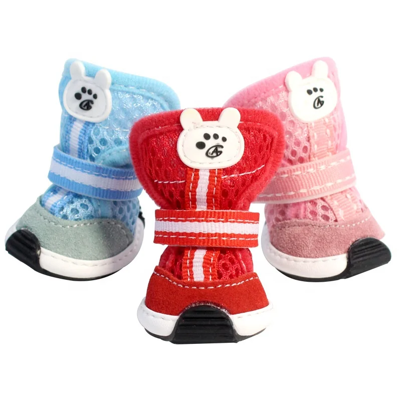 

Cheap Fashion Design Small Dog Cool Mesh Summer Soft Breathable Teddy Pet Shoes Dogs, Red/pink/blue