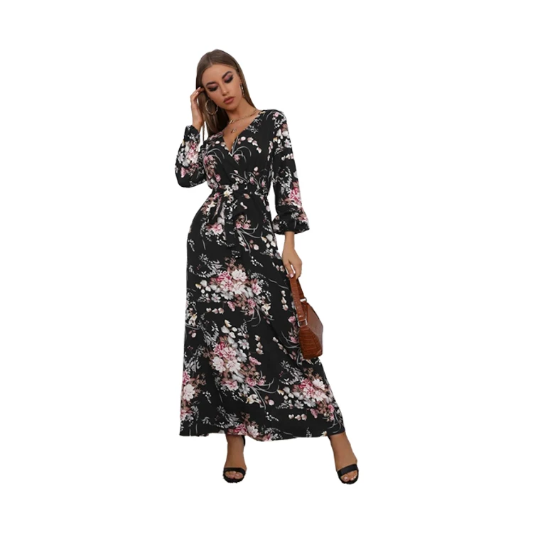 

Summer Boho Floral Beach Dresses Women Clothing Elegant Plus Size Maxi Hawaiian Women Bohemian Casual Dress, Multicolor