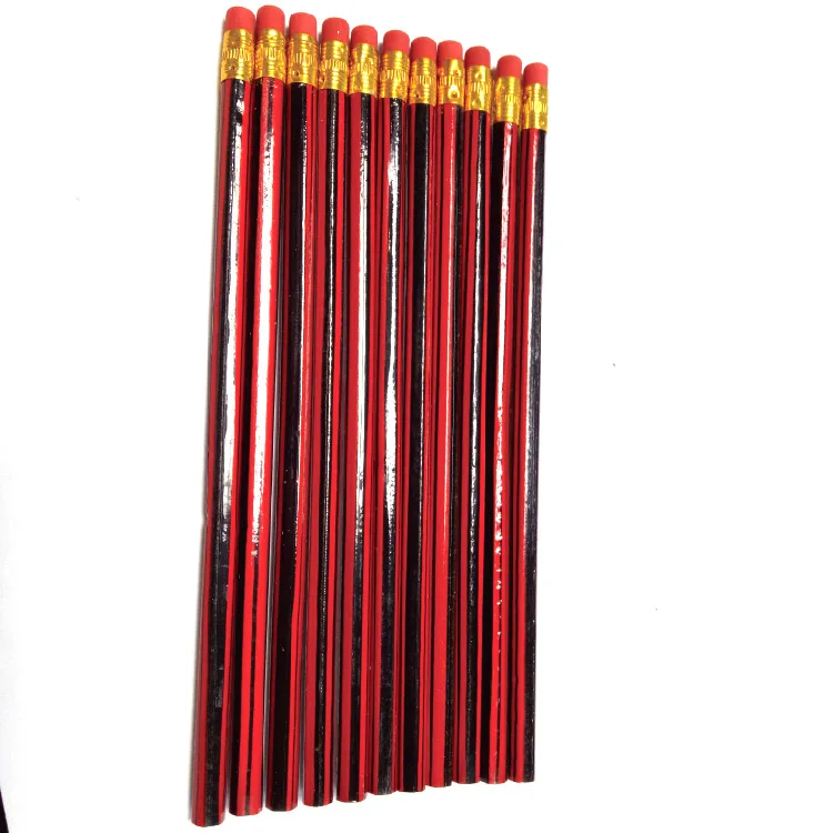 

custom red&black stripped wooden pencils for Uganda Ghana, Customized