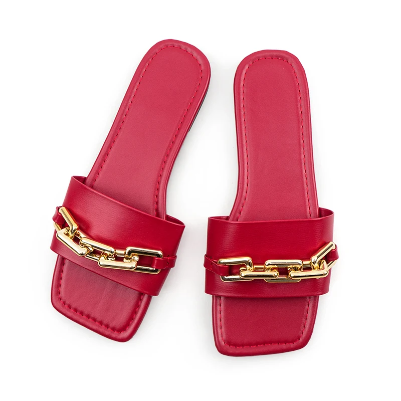 

Sandals 2021 ladies women summer slippers fashion pu slides elegant flat slides sandals for girls, Picture