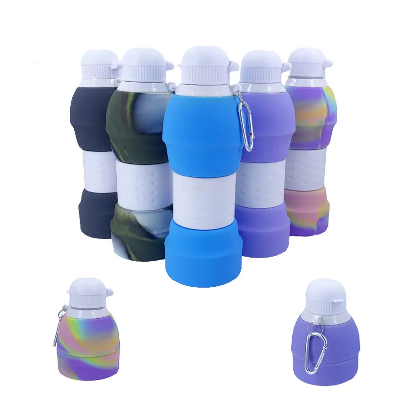 

0136 Silicone outdoor sports folding portable water cup creative telescopic water bottle travel fitness water bottle
