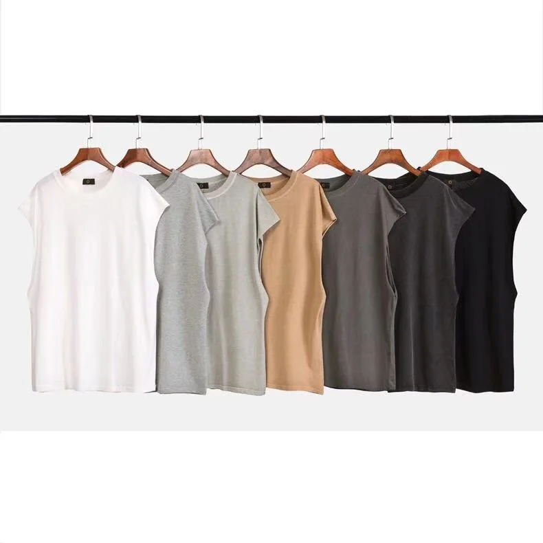 

China Factory Hot Sale Mens Plain Casual Tank Tops Washed Vintage Blank T Shirts Sleeveless Vest, Customized color