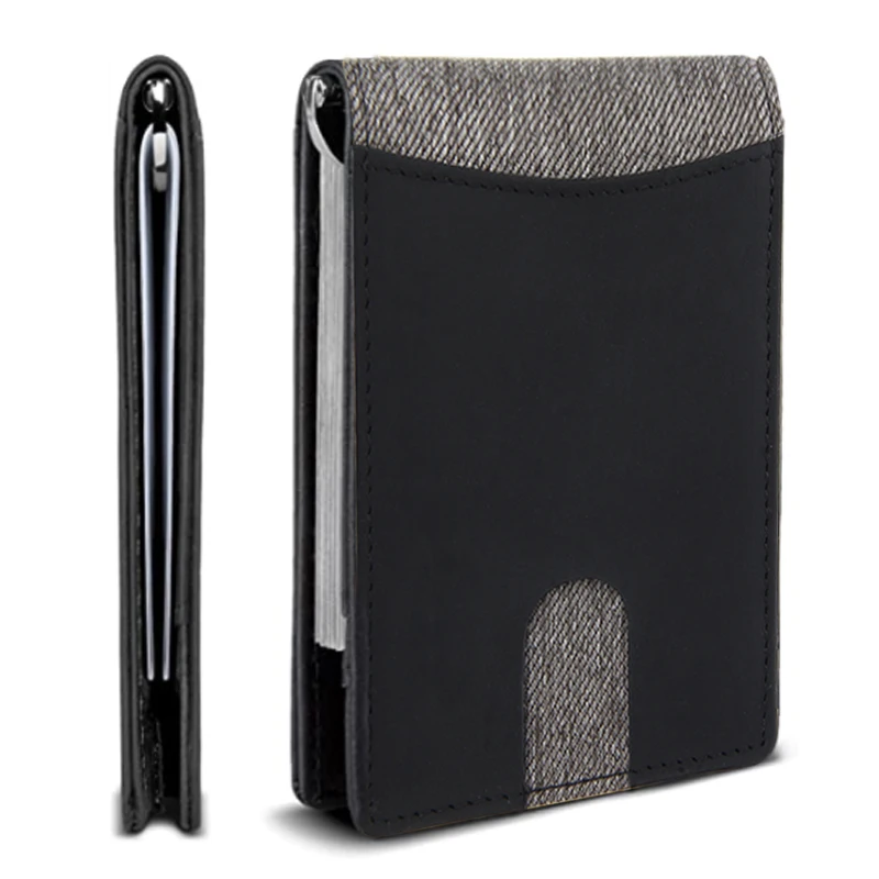 

RFID leather wallet mixed fabric design OEM wallet
