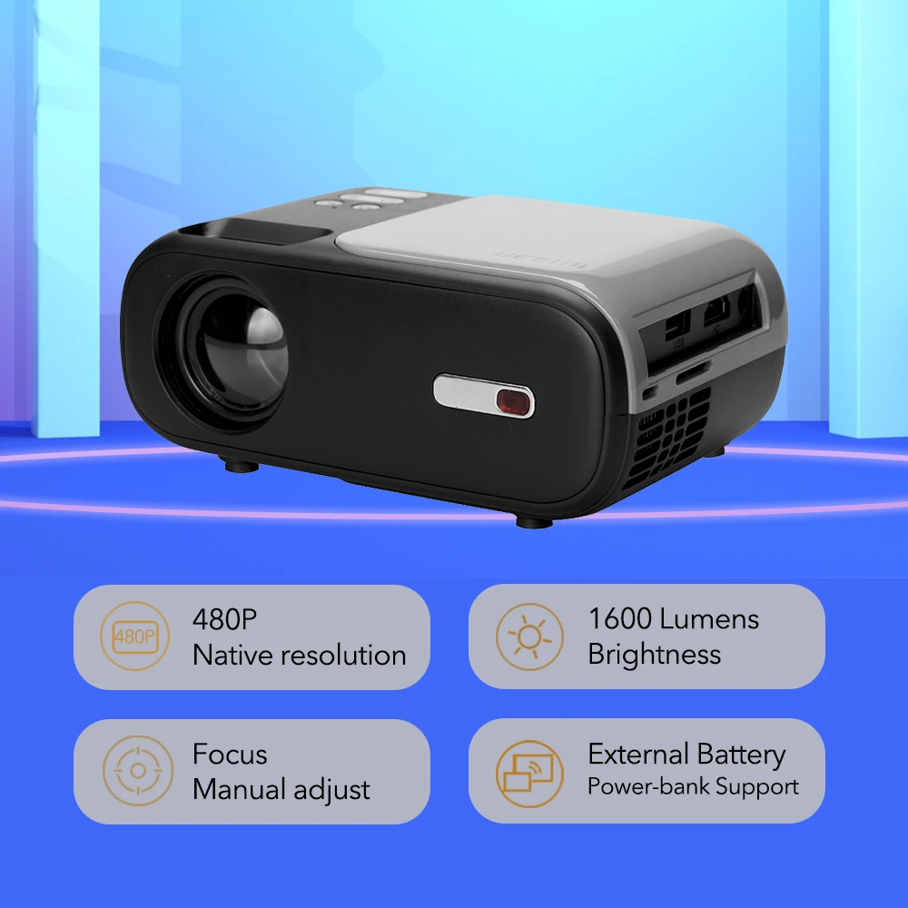 

VEEMI Mini Projector Price 1600 Lumens Support 1080p Small Portable Phone Projector for Home Outdoor