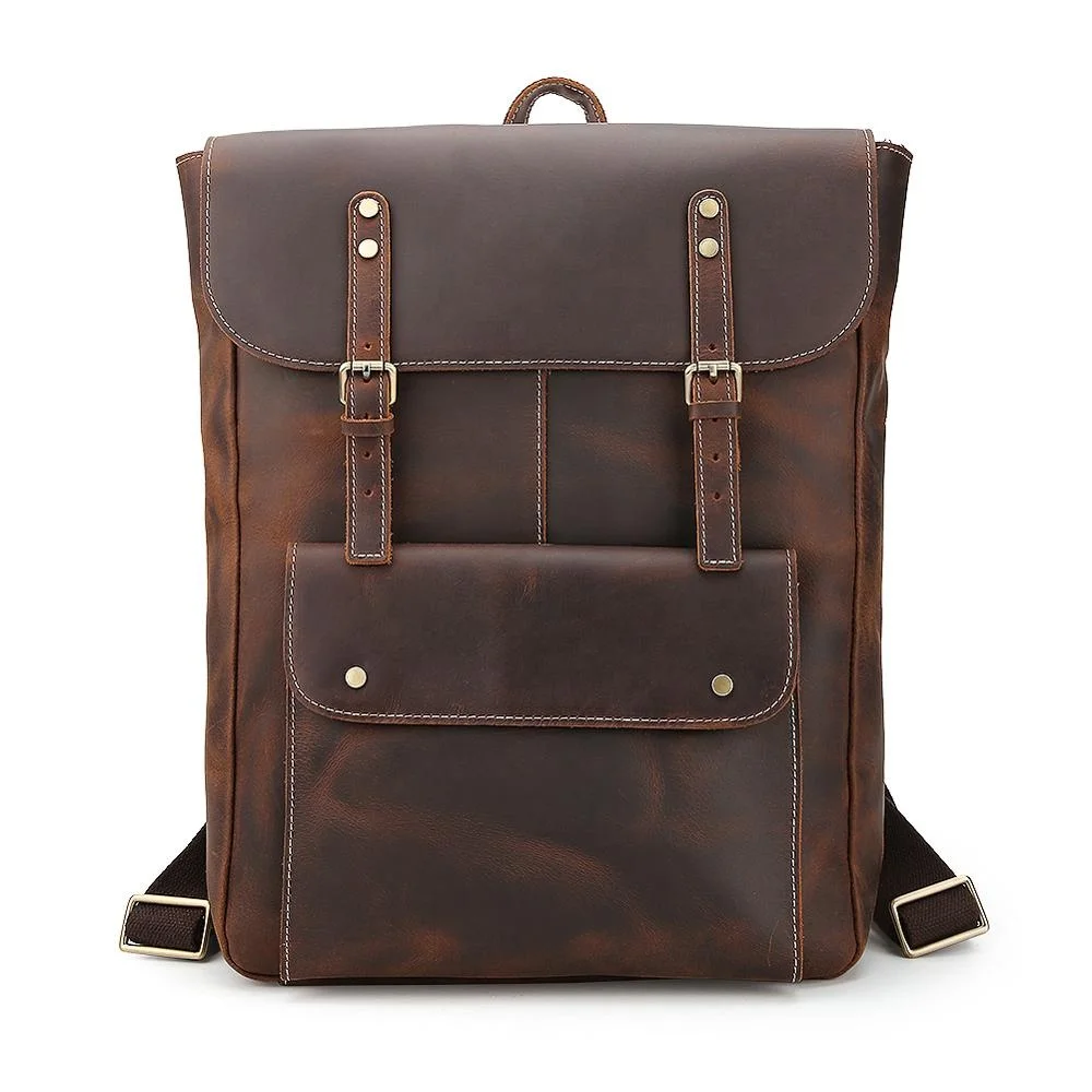 

Luxury backpacks men laptop bag retro vintage genuine leather school bag backpack for man