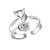 Personality Fashion Fox Rings For Women Wedding Engagement Ladies Rings Creative Crystal Zircon Ring Resizable Valentine's Gifts