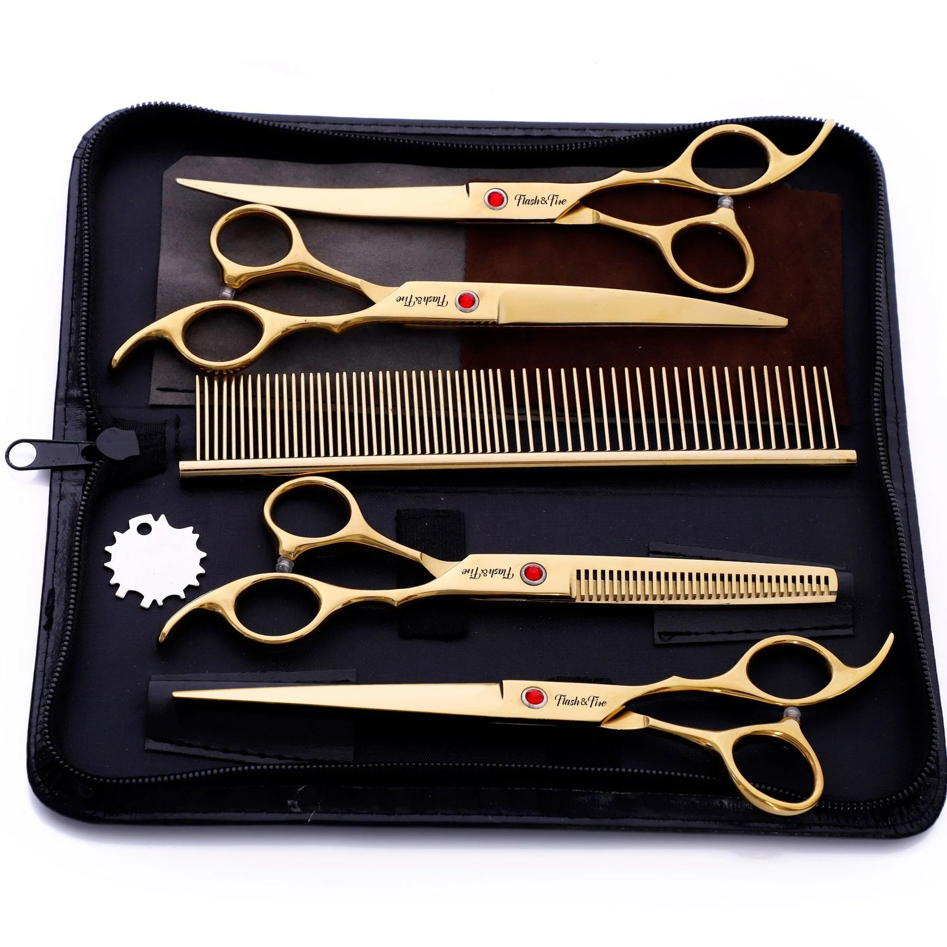 

Glod stainless steel dog hairdressing scissors grooming shears set with pet thinning scissors, Customized color