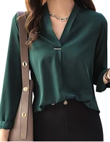 

Stylish Clothing Long Sleeve V Neck Chiffon Top Lady Blouse