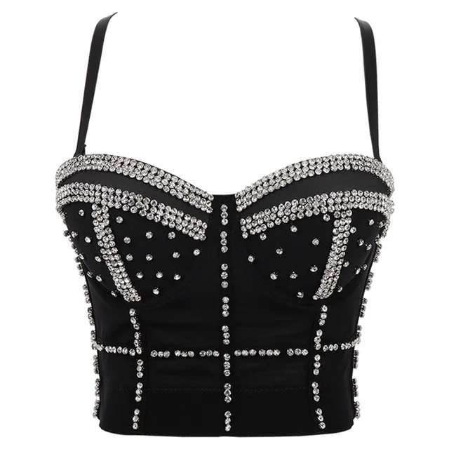 

Women's Silver Sequin Cropped Top Rhinestone Beading Sexy Corset Top Plus Size Carnival Music Festival Party Camisole 1795