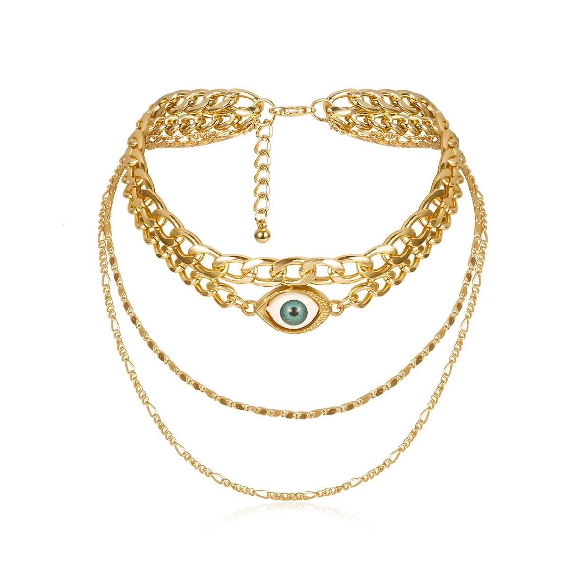 

Thick Chain Multilayer Punk Choker Gold Collar Statement Evil Eye Pendant Necklace For Women Jewelry