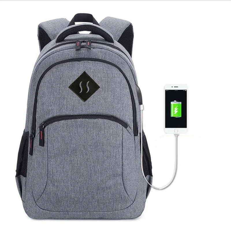 

Comfort Casual Waterproof Laptop Backpack Lightweight School Bag USB Port Charging, Gray, black
