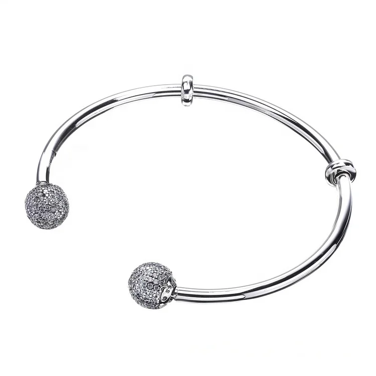 

Quality assurance customized open bangle cuff bracelet adjustable colorful bangles with zircon