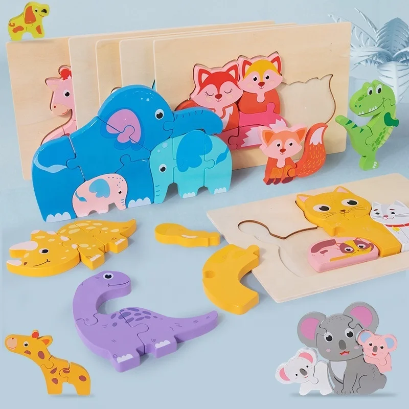 

Kids Educational Learning Toy Animal Puzzle Parent-child Interactive Children Wooden Toys
