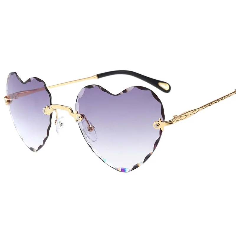 

[RTS] 2020 Metal Frameless Glasses Gradient Transparent Colorful Peach Heart Ocean Rimless Sunglasses