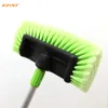 Water flow thru car glass cleaner brush with telescopic pole