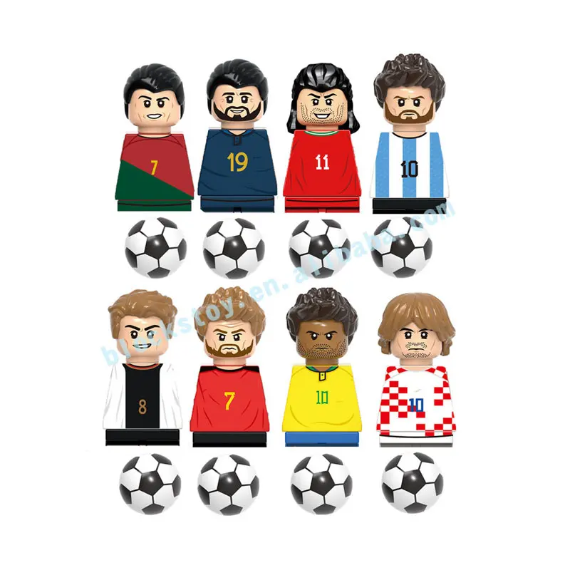 

G0103 New Famous Soccer Player Movie Star Ronaldo Benzema Bale Messi Kroos Assemble Building Block Figure Collect Toy