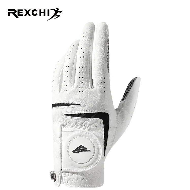 

REXCHI XG56 Wholesale Non-Slip Breathable and Comfortable Leather Colorful Golf Gloves With Ball Marker Golf Glove Packaging, Has 4 colors