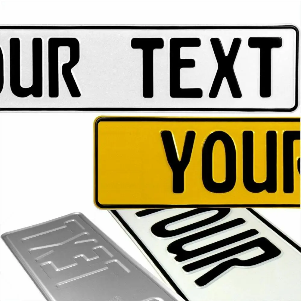 UK Legal 2x embossed Pressed Car metal number plates