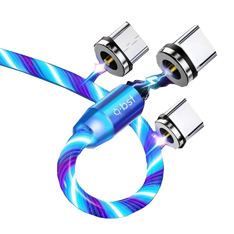 

ABST Cell Phone Cable Magnetic Usb Charger 3 In 1 Usb Charging Data Led Usb Multi-Function Cables Magnetic Phone Charger cable