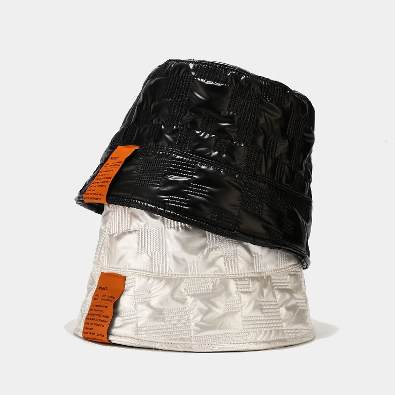 

Free shipping instock gorras-al-por-mayor wholesale custom black leather bucket hats private label pu bucket hat winter