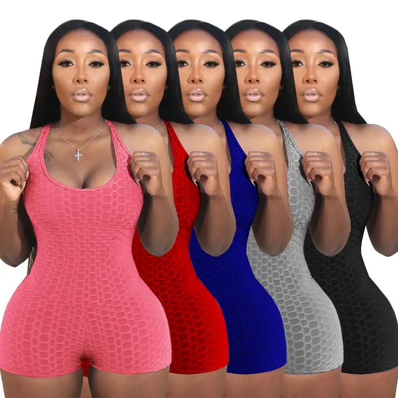 

Customized Products Summer New Women Sleeveless Round Neck Sexy Slim Bodysuit Sexy Jumpsuit Ladies Clothing, As picture