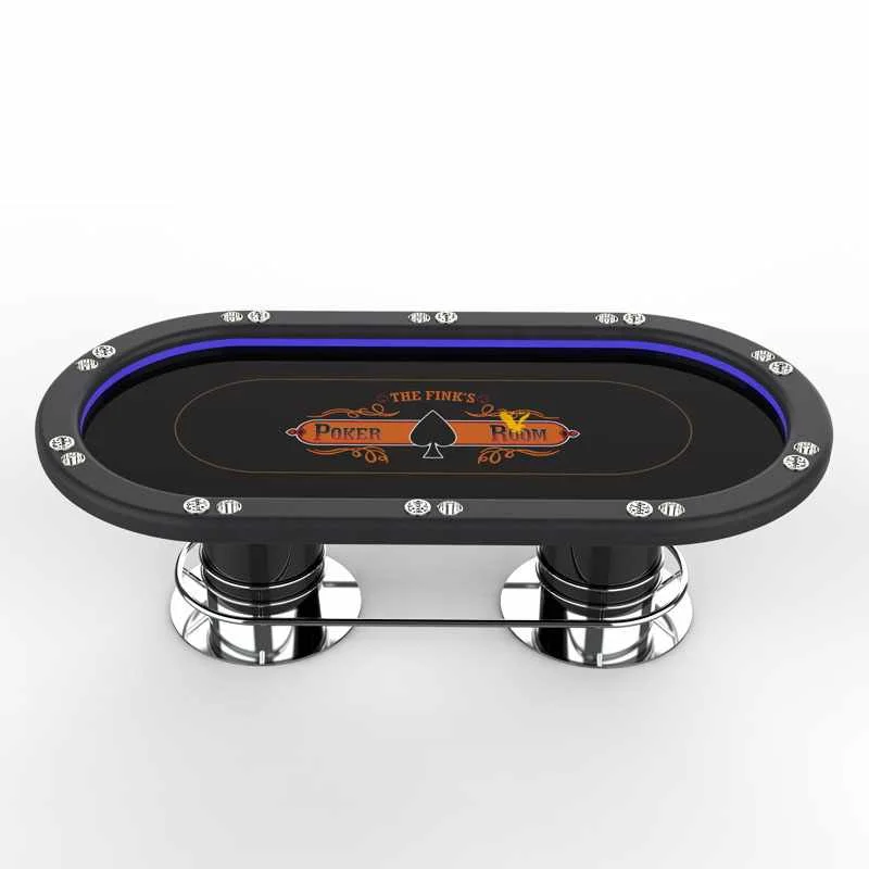 

YH 9 Person LED Luxury Rubber Texas Poker Mat Disc Foot Texas Holder Poker Table