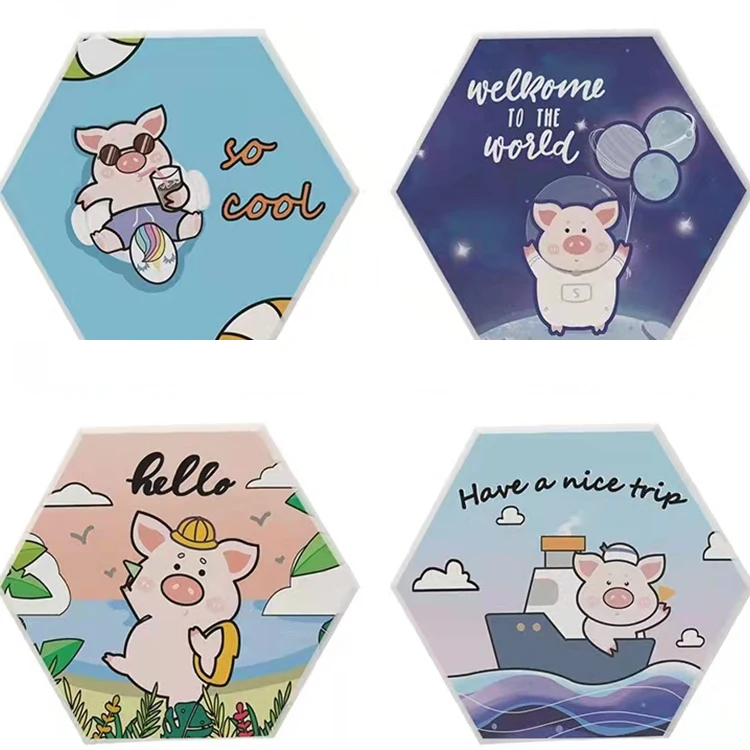 

Piggy Pig Cartoon Mission Ramadan Coffee Japanese Good Quality Abs Cup Mats Beer Custom Coasters For Drinks, Cmyk