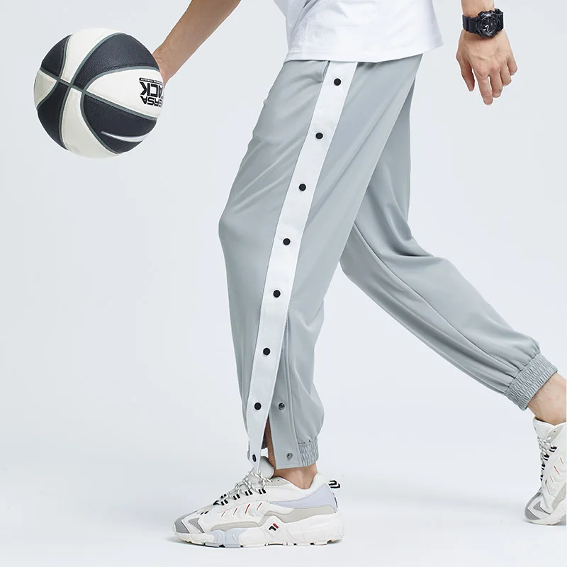 

OEM custom fashion new design jogger pants men Snap button accents on sides breathable track sweatpants