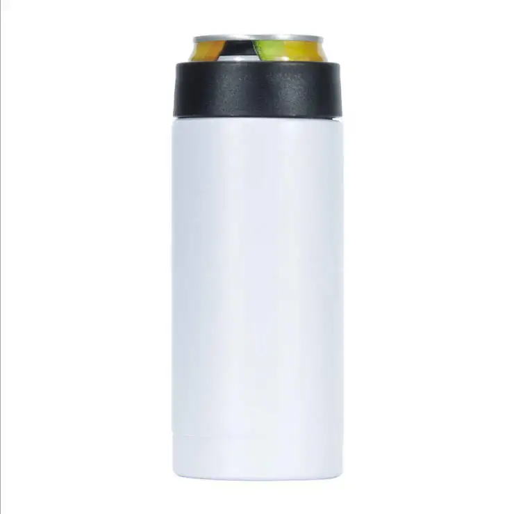 

12oz Sublimation Blank Skinny Can Cooler Stainless steel Double Wall Insulation Beer Drinking Keeping Cold Tool Slim Can cooler, White