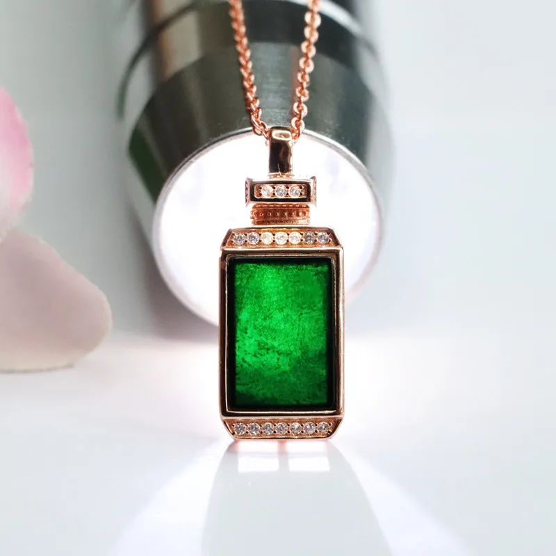 

S925 Silver Inlay Natural Emerald Pendant Black Jadeite Lucky Pendant Jade Factory Wholesale Delivery FC2080804