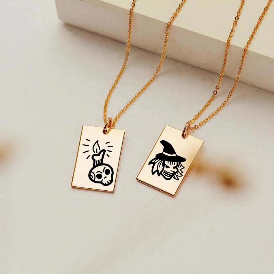 

eManco Halloween Necklace Reaper Ghost Necklace Cute Stainless Steel Pendant Men Gold Choker Chain For Women Jewelry Wholesale