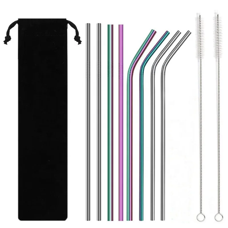 

Food Grade Approved Stainless Steel Straws reusable metal drinking straws for Tumbler Cup Water Mug Portable Stainless Straw, Multicolor