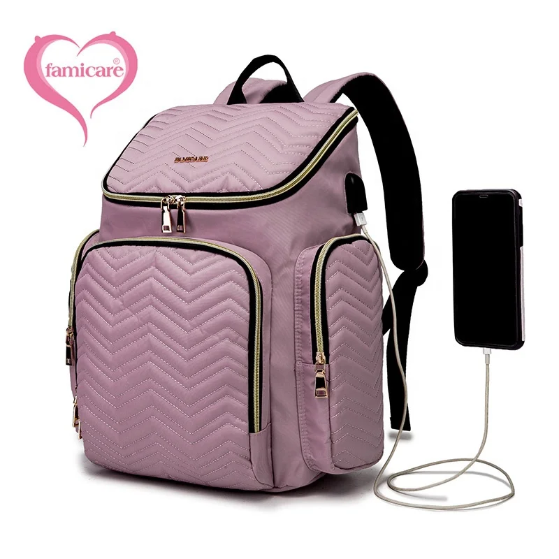 

2021 Baby Diaper Bag Backpack Fashion Embroidery Design Women Knapsack Maternity Nursing Nappy USB Backpacks Travel Bags