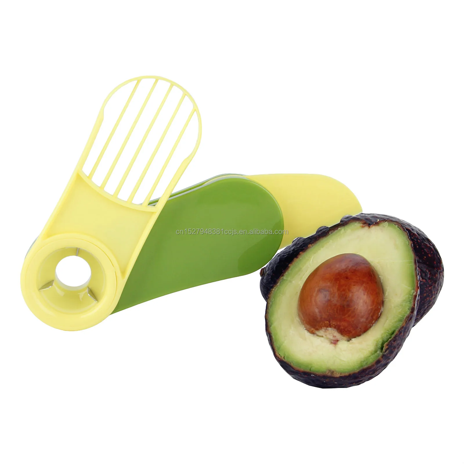 

3 in 1 Fold Avocado Slicer Cutter Stainless Steel Blade Avocado Cutter Fruit Slicer Taking out Camping Picnic Set Avocado Knife, Green and yellow