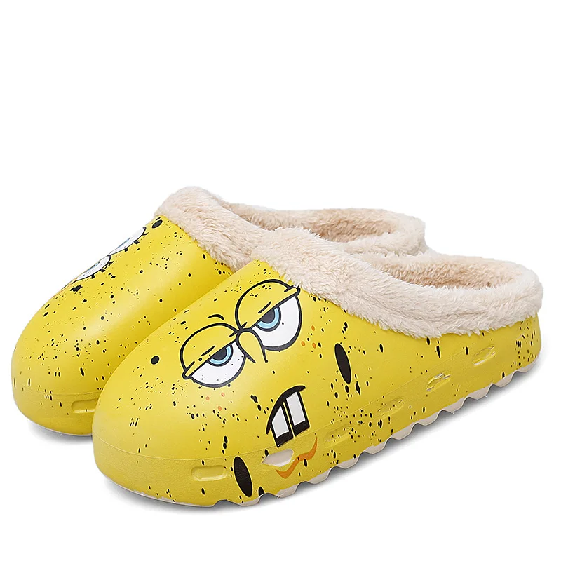 

INS Hot Fashion Unisex Non-Slip Thick Bottom Sesame Street Cartoon Fleece-Lined Warm Winter Slippers