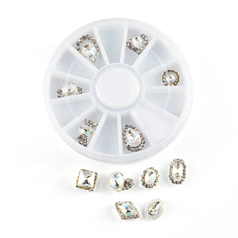 

Bling Bling Shiny Rhinestone Crystal Nail Art Sticker Decoration Ornaments Manicure 12pcs Set Disc for Beauty Salon
