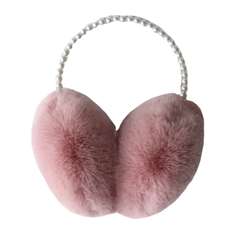 

Women's Faux Fur Earmuffs Colorful Soft Plush Pearl Headband Outdoor Winter Ear Warmers Covers