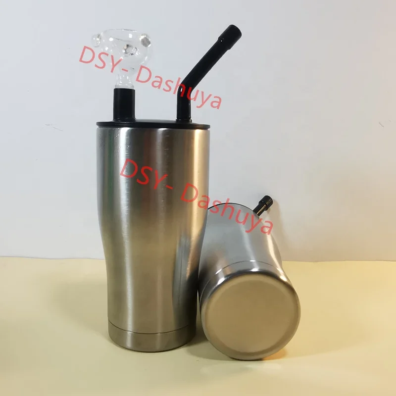 

Wholesale Hookah Cup 20oz Stainless Steel Double Wall Modern Curve Cup White Sublimation Blanks Tumbler with Glass Pipe Lid