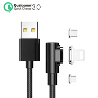 

3A Fast Speed Nylon 90 Degree Magnetic Micro USB Charger Data Phone magnet Charging USB Cable