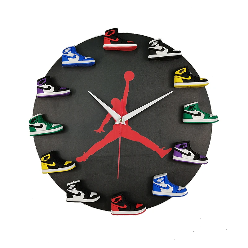 

2021 new 12 inch Basketball shoe wall clocks DIY Mini sneaker model Flight AJ Modern style