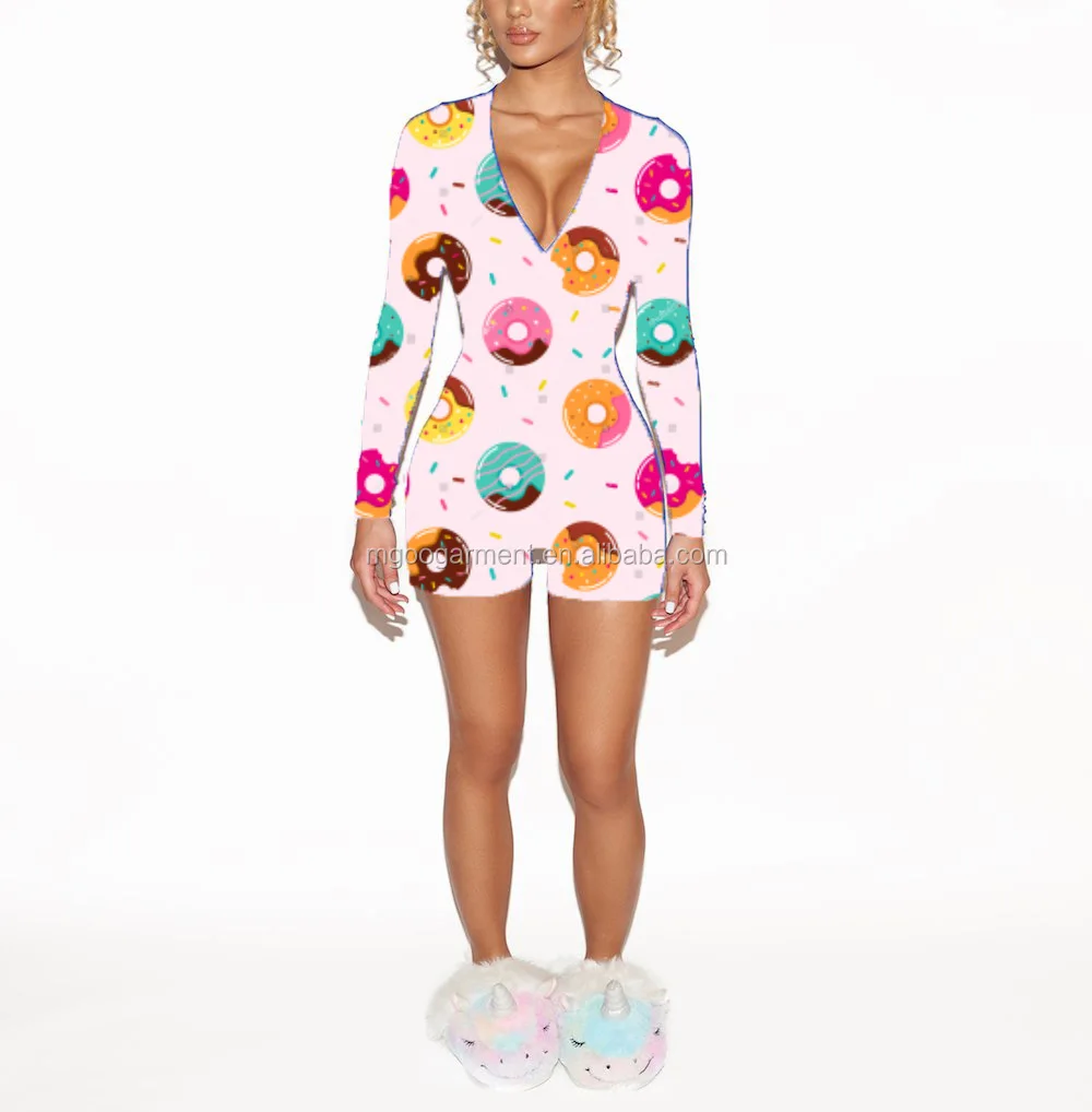 Mgoo Sweet Donuts Onesie Custom Adult Colorful Onesie Romper Pink Lovely Pyjama Onesie Jumpsuit